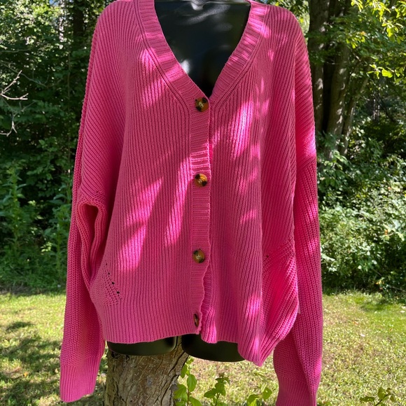 Pink Cardigan Sweater Great for Fall Layers Cute Plus Size Sweater - Picture 1 of 11